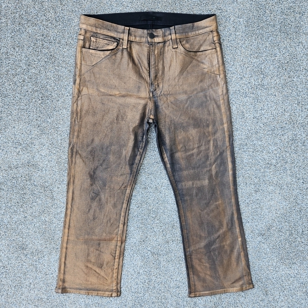 Joe’s Jeans The Callie Metallic Bronze Gold Denim Jeans Stretchy Pants Shiny 32